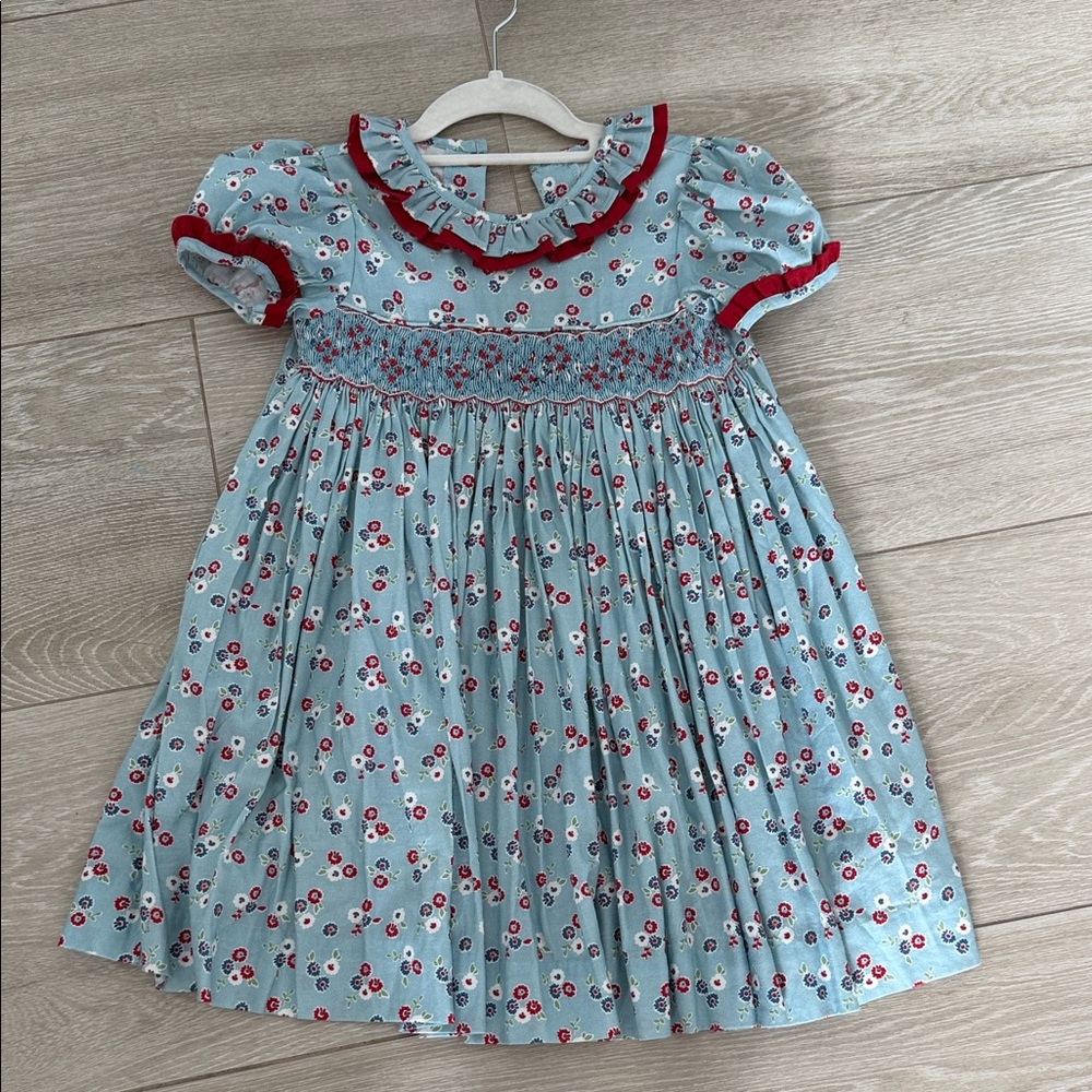 Little English Blue and Red Floral Dress